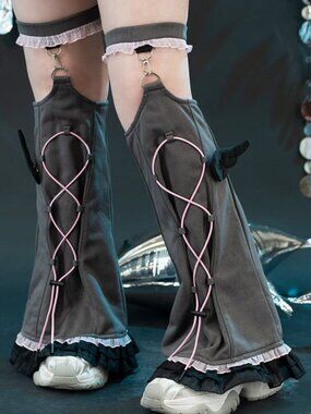 NEW ACDC RAG Capsule Bunny Heart Hack Grey/Pink Leg Warmer
